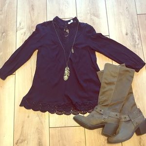 Lace Front Long Sleeve Shirt